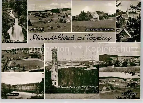 AK / Ansichtskarte Escheck Wasserfall Blindensee Aussichtsturm Stoecklewaldkopf Buehl  Kat. Schoenwald im Schwarzwald