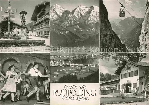 AK / Ansichtskarte Ruhpolding Sonntagshorn Dorfplatz Trachtentanz Rauschbergbahn Kat. Ruhpolding