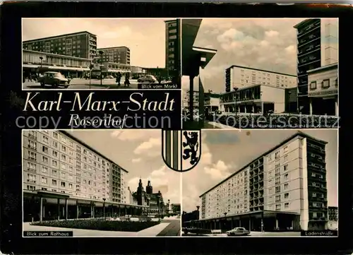 AK / Ansichtskarte Karl Marx Stadt Rosenhof Rathaus Ladenstrasse Kat. Chemnitz