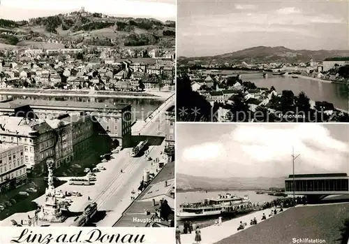 AK / Ansichtskarte Linz Donau Hauptplatz Schiffstation Panorama Kat. Linz