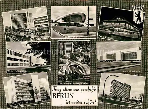 AK / Ansichtskarte Berlin Zentrum Zoo Kongresshalle Cafe Kranzler Niemeyer Haus Hilton Kat. Berlin