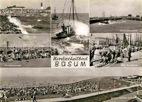 AK / Ansichtskarte Buesum Nordseebad Strandpromenade Netzflicken Schleusenausfahrt  Kat. Buesum