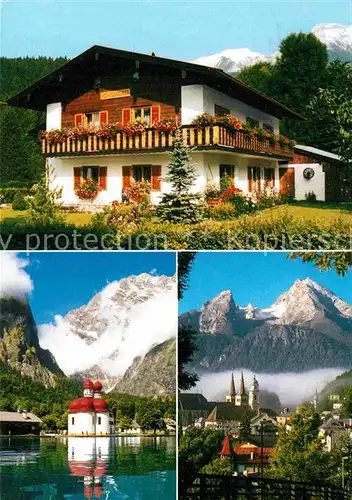 AK / Ansichtskarte Schoenau Koenigssee Haus Koenigsforst Gaestehaus Pension Kapelle Alpen Kat. Schoenau a.Koenigssee