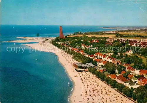 AK / Ansichtskarte Laboe Ostseebad Strand Marine Ehrenmal Fliegeraufnahme