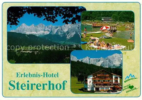 AK / Ansichtskarte Pichl Ennstal Erlebnishotel Steirerhof Badestrand Panorama Dachsteingebirge