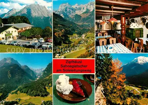 AK / Ansichtskarte Ramsau Berchtesgaden Berggasthof Pension Zipfhaeusl Sahnegletscher Alpenpanorama Kat. Ramsau b.Berchtesgaden