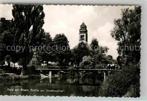 AK / Ansichtskarte Kehl Rhein Katholische Kirche Stadtweiher Kat. Kehl