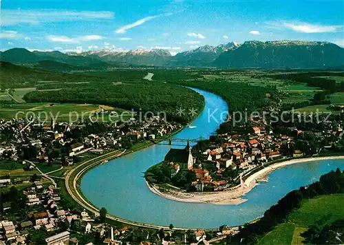 AK / Ansichtskarte Laufen Salzach mit Blick auf Salzburger Alpen Fliegeraufnahme Kat. Laufen