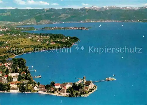 AK / Ansichtskarte Wasserburg Bodensee Halbinsel Alpen Fliegeraufnahme Kat. Wasserburg (Bodensee)