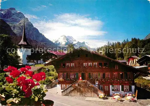 AK / Ansichtskarte Gsteig Ortsansicht mit Kirche Oldenhorn Diablerets Col du Pillon Alpen Kat. Gsteig