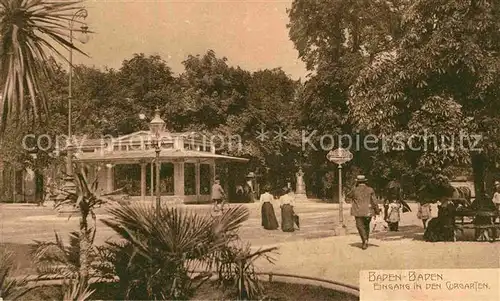 AK / Ansichtskarte Baden Baden Kurgarten Eingang Kat. Baden Baden