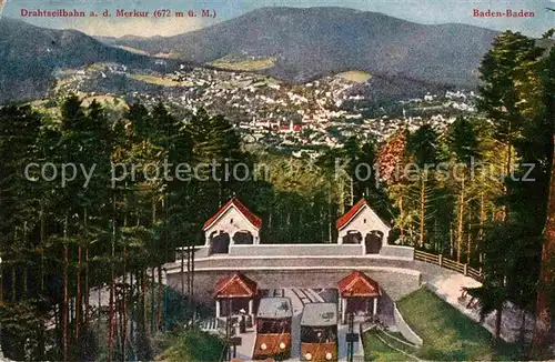 AK / Ansichtskarte Baden Baden Drahtseilbahn Merkur Kat. Baden Baden