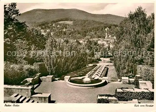 AK / Ansichtskarte Baden Baden Park Blick vom Paradies Kat. Baden Baden