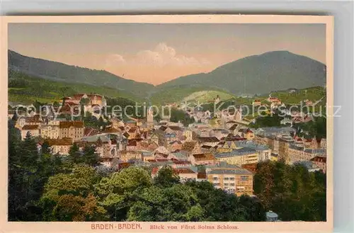 AK / Ansichtskarte Baden Baden Panorama Fuerst Solms Schloss Kat. Baden Baden