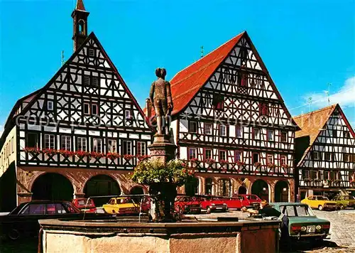 AK / Ansichtskarte Dornstetten Wuerttemberg Marktplatz Brunnen Fachwerkhaeuser Luftkurort im Schwarzwald Kat. Dornstetten