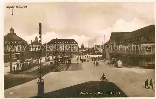 AK / Ansichtskarte Karlsruhe Baden Bahnhofplatz