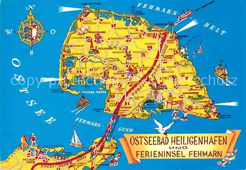 AK / Ansichtskarte Heiligenhafen Ostseebad Lagekarte Ferieninsel Fehmarn Kat. Heiligenhafen