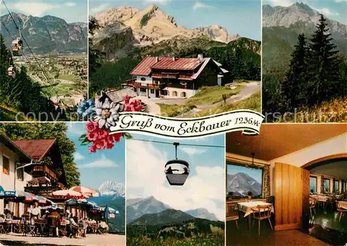 AK / Ansichtskarte Garmisch Partenkirchen Berggasthof Eckbauer Bergbahn Alpenpanorama Kat. Garmisch Partenkirchen