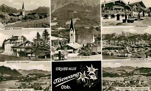 AK / Ansichtskarte Toerwang Ortsansicht mit Kirche Kurheim Alpenpanorama Edelweiss Kat. Samerberg