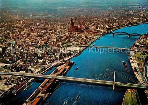 AK / Ansichtskarte Koeln Rhein Fliegeraufnahme Altstadt Dom Severinsbruecke Deutzer Bruecke  Kat. Koeln