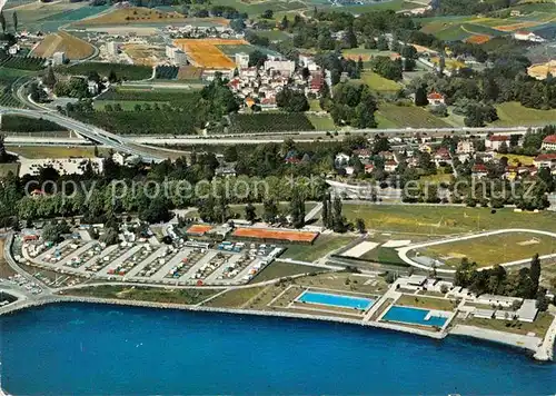 AK / Ansichtskarte Morges Vue aerienne Camping Piscine  Kat. Morges