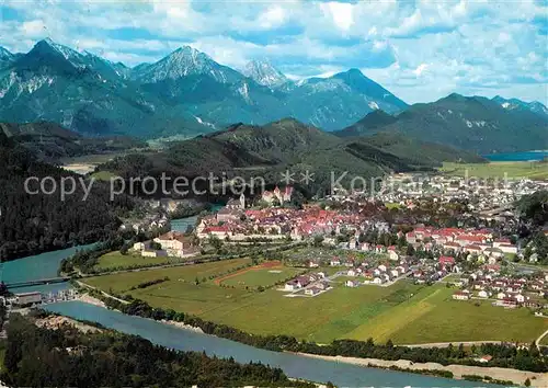 AK / Ansichtskarte Fuessen Allgaeu Fliegeraufnahme mit Vilserkegel Rossberg Aggenstein Breitenberg Weissensee Kat. Fuessen