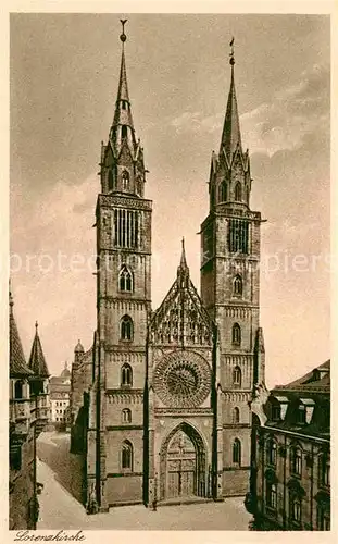 AK / Ansichtskarte Nuernberg Lorenzkirche 14. Jhdt. Kupfertiefdruck Kat. Nuernberg