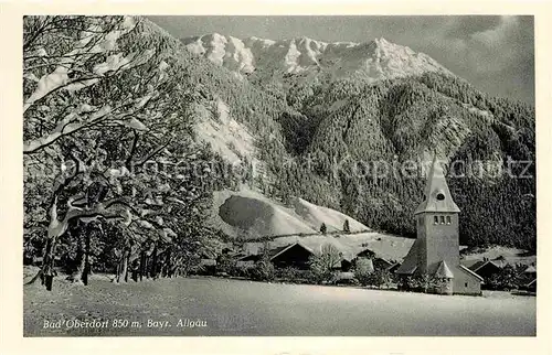 AK / Ansichtskarte Bad Oberdorf Ortsansicht mit Kirche Winterpanorama Allgaeuer Alpen Kat. Bad Hindelang