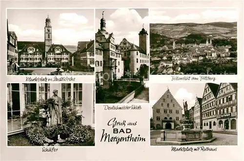 AK / Ansichtskarte Mergentheim Bad Marktplatz Stadtkirche Trillberg Schaefer Rathaus Kat. Bad Mergentheim