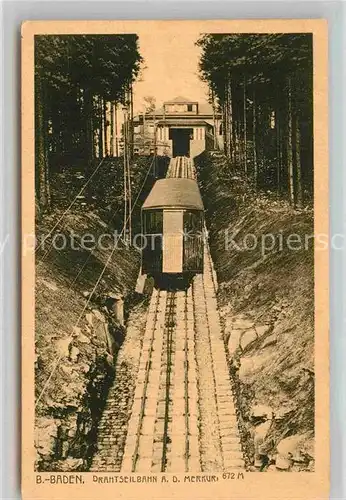 AK / Ansichtskarte Baden Baden Drahtseilbahn auf den Merkur Kat. Baden Baden