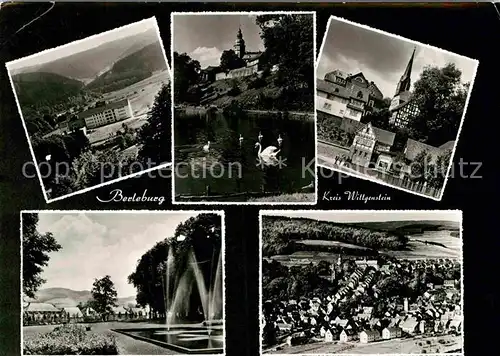 AK / Ansichtskarte Berleburg Bad Springbrunnen Schwanentech Kirche Panoramen Kat. Bad Berleburg