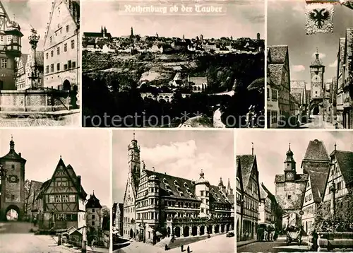 AK / Ansichtskarte Rothenburg Tauber Brunnen Stadttor Panorama Rathaus  Kat. Rothenburg ob der Tauber