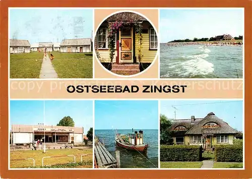 AK / Ansichtskarte Zingst Ostseebad Stoertebekerstrasse Strand Kaufhalle Fischerboot Bungalowdorf Kat. Zingst Darss