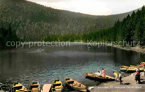 AK / Ansichtskarte Bayerisch Eisenstein Grosser Arbersee mit Seewand Bayerischer Wald Bootfahren Kat. Bayerisch Eisenstein