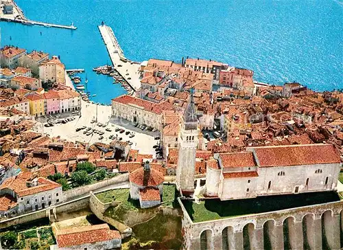 AK / Ansichtskarte Piran Fliegeraufnahme mit Hafen  Kat. Piran