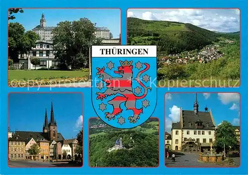 AK / Ansichtskarte Thueringen Region Rudolstadt Schloss Heidecksburg Sitzendorf Saalfeld Bad Blankenburg Burg Grafenstein Poessnecker Rathaus Wappen Kat. Erfurt