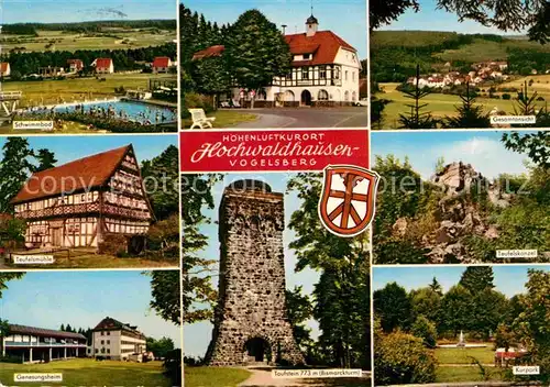 AK / Ansichtskarte Hochwaldhausen Ilbeshausen Teufelsstein Kurpark Schwimmbad Bismarckturm Kat. Grebenhain