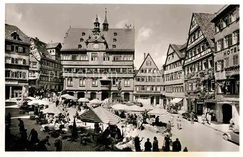 AK / Ansichtskarte Tuebingen Marktplatz Rathaus Kat. Tuebingen