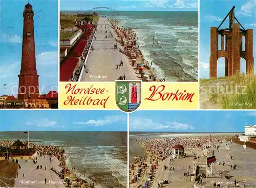 AK / Ansichtskarte Borkum Nordseebad Westbad Leuchtturm Grosses Kap Promenade Strand Kat. Borkum