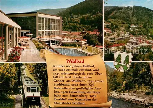 AK / Ansichtskarte Wildbad Schwarzwald Kurklinik Panorama Eisenbahn Kat. Bad Wildbad