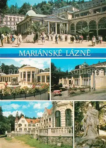 AK / Ansichtskarte Marianske Lazne Kreuzbrunnen Kolonnade Rudolf Quelle Kurhaus Skulptur Statue Kat. Marienbad