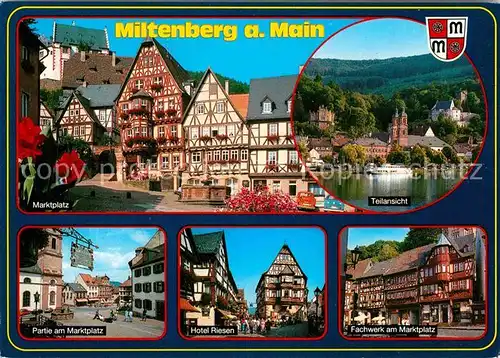 AK / Ansichtskarte Miltenberg Main Marktplatz Fachwerkhaeuser Hotel Riesen Kat. Miltenberg