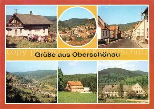 AK / Ansichtskarte Oberschoenau Thueringen Skihuette Wanderhuette Hermannsberg Donnershauk Ernst Thaelmann Strasse Gaststaette Kanzlersgrund Erholungsheim Kat. Oberschoenau Thueringen