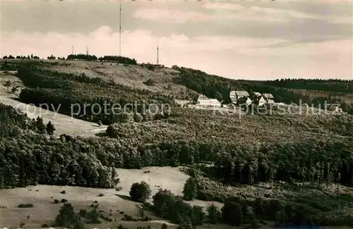 AK / Ansichtskarte Kreuzberg Rhoen mit Bild und Rundfunksender Serie Schoenes Deutschland Die Rhoen Fliegeraufnahme Kat. Gersfeld (Rhoen)