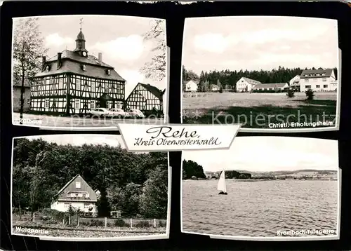 AK / Ansichtskarte Rehe Westerwald Christl. Erholungsheim Rathaus Krombach Talsperre  Kat. Rehe