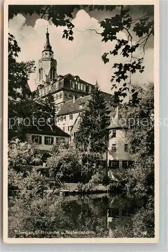 AK / Ansichtskarte Tuebingen Neckar Stiftskirche Hoelderlinturm