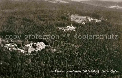 AK / Ansichtskarte Baden Baden Sanatorium Buehlerhoehe Fliegeraufnahme Kat. Baden Baden