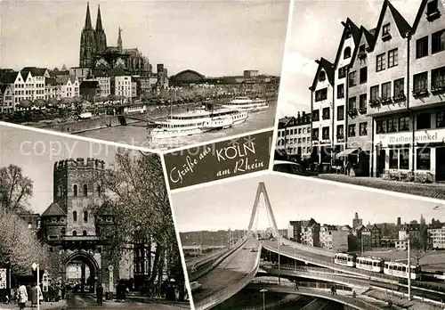 AK / Ansichtskarte Koeln Rhein Rheinufer Dom Dampfer Martinswinkel Severinstor Severinsbruecke Kat. Koeln