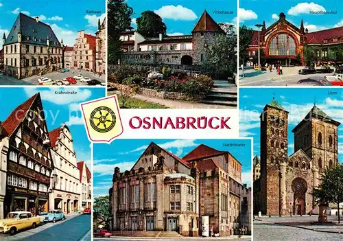 AK / Ansichtskarte Osnabrueck Vitischanze Rathaus Hauptbahnhof Krahnstrasse  Kat. Osnabrueck