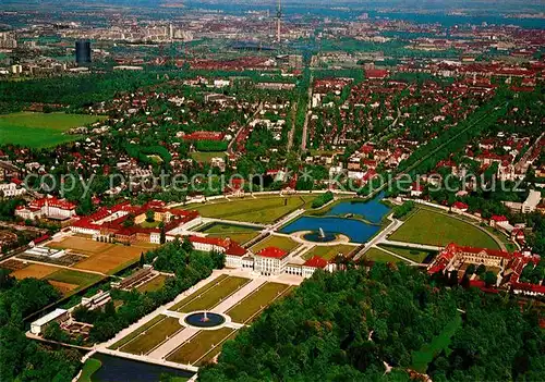 AK / Ansichtskarte Muenchen Schloss Nymphenburg Blick zum Olympiagelaende Fliegeraufnahme Huber Karte Nr 6239 Kat. Muenchen